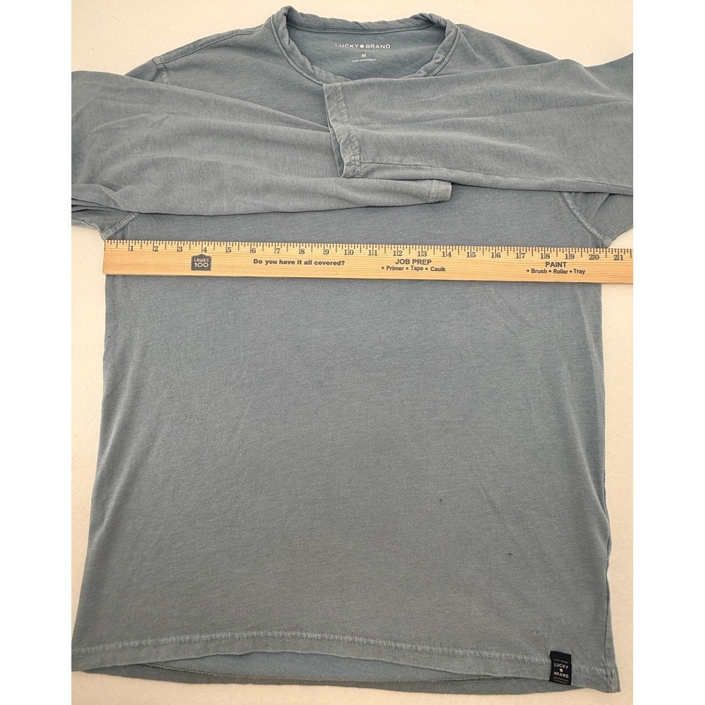 Lucky Brand Mens Henley Shirt Medium Blue Long Sleeve Casual Cotton Top - Picture 4 of 8